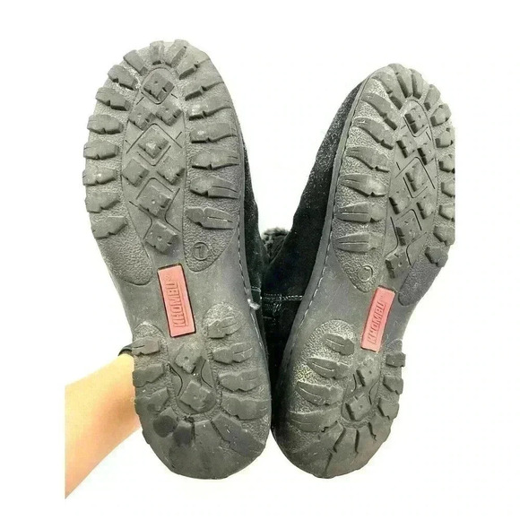 Black Faux Fur Suede Zip Ankle Boots Women’s US Size 7 Khombu - Picture 3 of 10